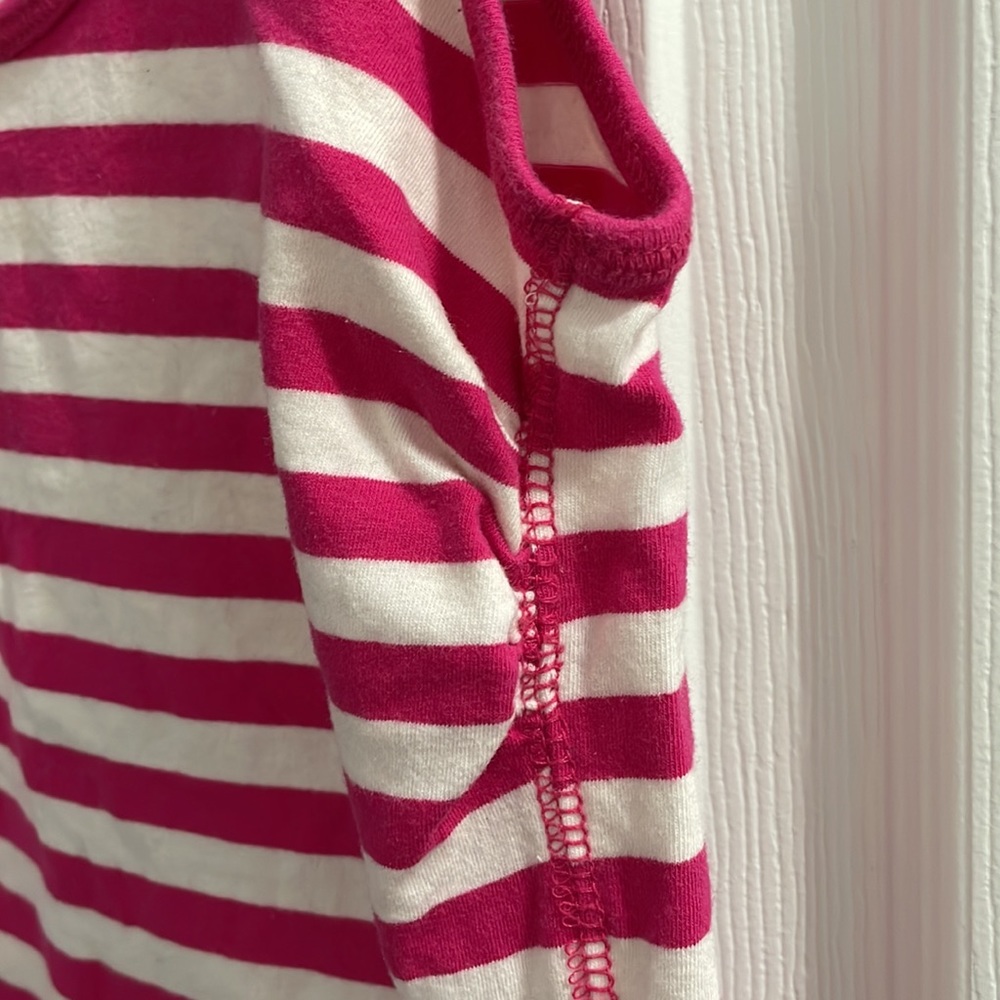 Hot Pink & White Stripe Longline Hollister Tanktop Size XS Rouched Sides Straps - Picture 2 of 4